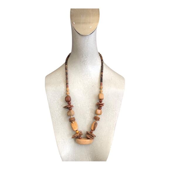 Vintage Bold Earthy Chunky 70’s Various Styles Sizes Wooden Beads Retro Necklace - Picture 1 of 8